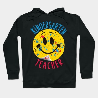 Kindergarten Teacher Paint Splattered Smiley Face Sticker Hoodie